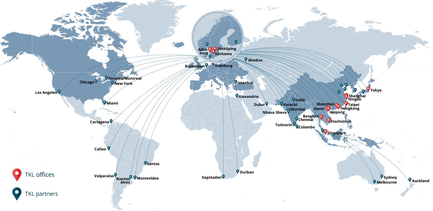 Karta över världen och destinationer för transport