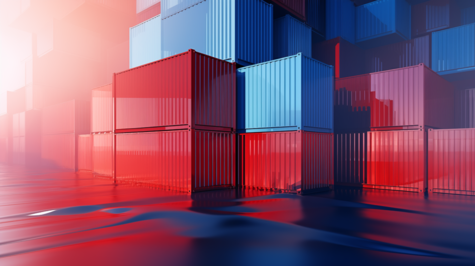 Animerad bild på containrar som står lastade.