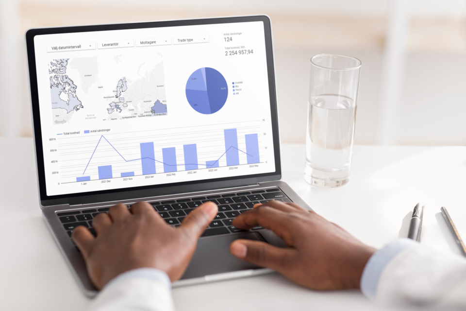 Man som gör analyser för en speditör.